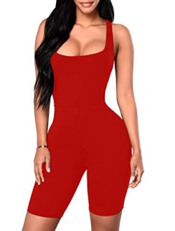 YMDUCH Women's Sexy One Piece Tank Top Sleeveless Bodycon Club Short Jumpsuit