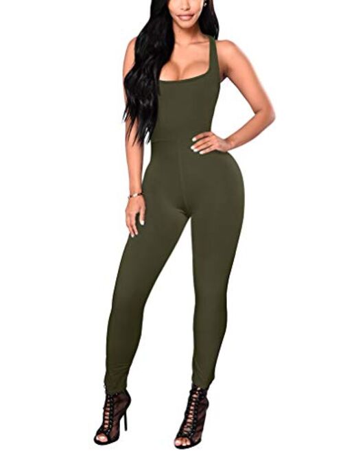 YMDUCH Women's Sexy One Piece Tank Top Sleeveless Bodycon Club Short Jumpsuit