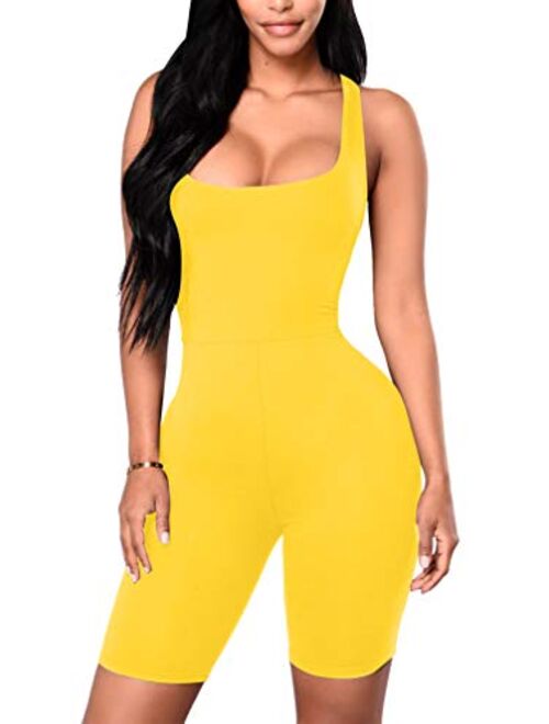 YMDUCH Women's Sexy One Piece Tank Top Sleeveless Bodycon Club Short Jumpsuit