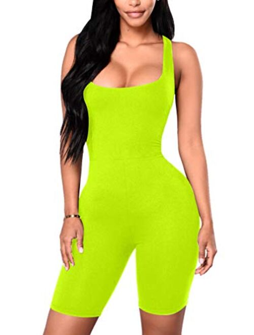 YMDUCH Women's Sexy One Piece Tank Top Sleeveless Bodycon Club Short Jumpsuit