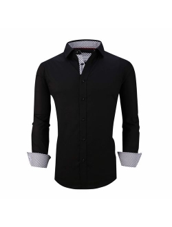 Markalar Mens Casual Button Down Shirts Regular Fit Long Sleeve Cotton Dress Shirt