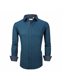 Markalar Mens Casual Button Down Shirts Regular Fit Long Sleeve Cotton Dress Shirt