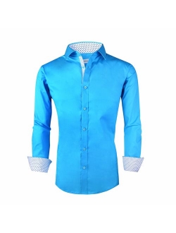 Markalar Mens Casual Button Down Shirts Regular Fit Long Sleeve Cotton Dress Shirt