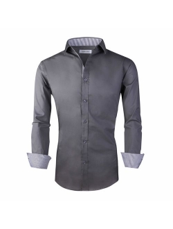 Markalar Mens Casual Button Down Shirts Regular Fit Long Sleeve Cotton Dress Shirt