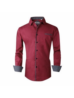 Markalar Mens Casual Button Down Shirts Regular Fit Long Sleeve Cotton Dress Shirt