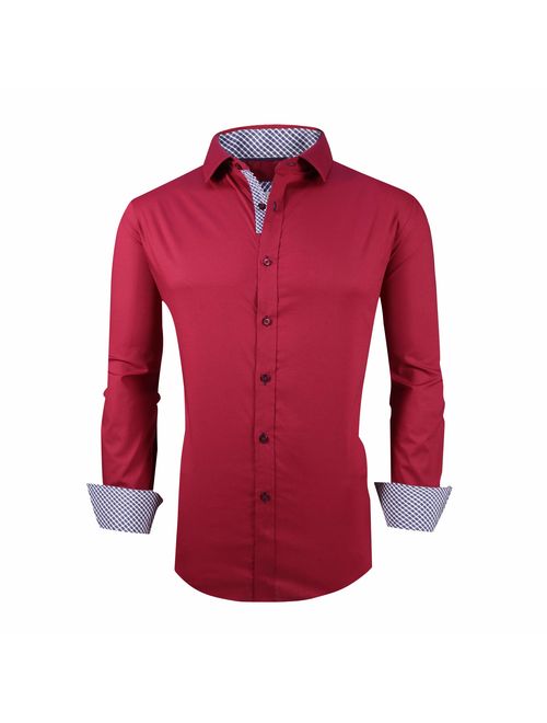 Markalar Mens Casual Button Down Shirts Regular Fit Long Sleeve Cotton Dress Shirt