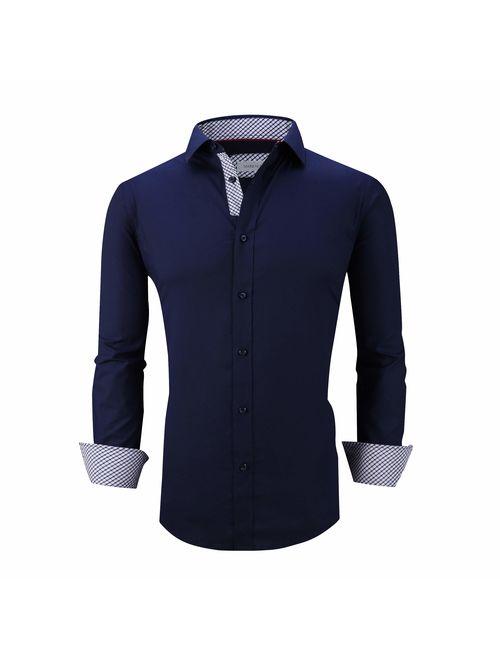 Markalar Mens Casual Button Down Shirts Regular Fit Long Sleeve Cotton Dress Shirt