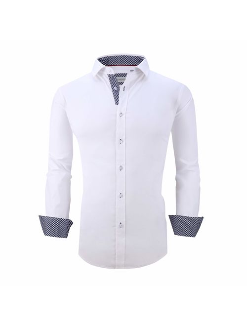 Markalar Mens Casual Button Down Shirts Regular Fit Long Sleeve Cotton Dress Shirt