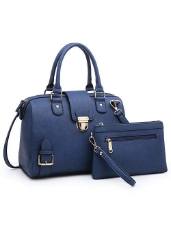 Women Barrel Handbags Purses Fashion Satchel Bags Top Handle Shoulder Bags Vegan Leather Work Bag