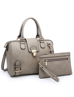 Women Barrel Handbags Purses Fashion Satchel Bags Top Handle Shoulder Bags Vegan Leather Work Bag