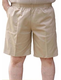 The Senior Shop Men's Full Elastic Waist, No Zipper, Buttons or Loops Twill Walking Shorts