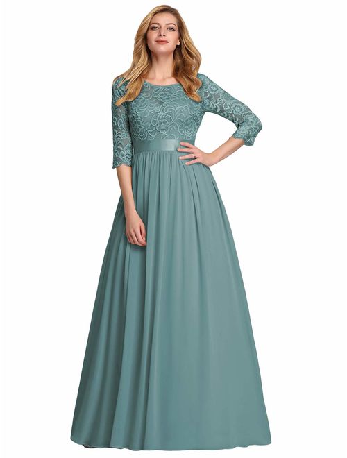 Ever-Pretty 3/4 Sleeve Elegant Empire Waist Maxi Bridesmaid Dresses 07412