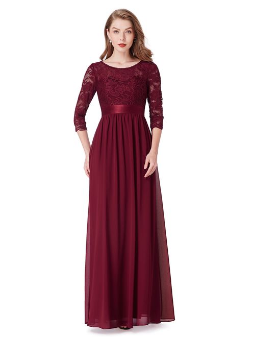 Ever-Pretty 3/4 Sleeve Elegant Empire Waist Maxi Bridesmaid Dresses 07412