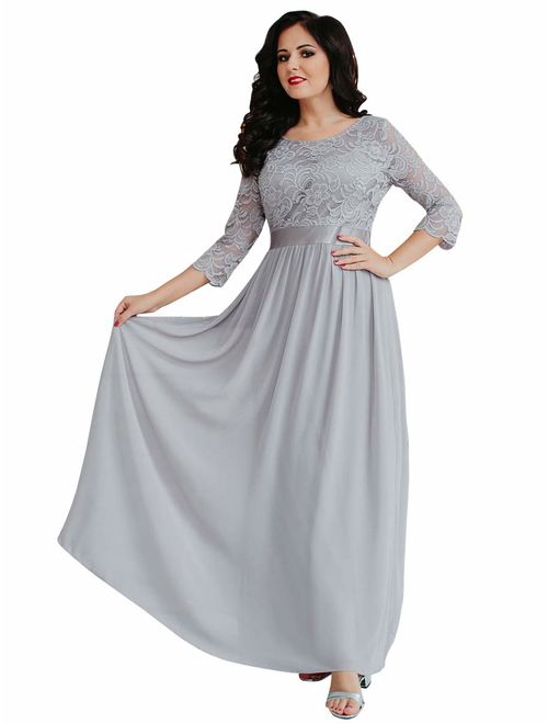 Ever-Pretty 3/4 Sleeve Elegant Empire Waist Maxi Bridesmaid Dresses 07412