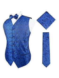 Alizeal Mens Classic 4pc Paisley Jacquard Suit Vest Set