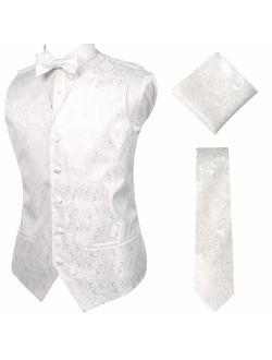 Alizeal Mens Classic 4pc Paisley Jacquard Suit Vest Set