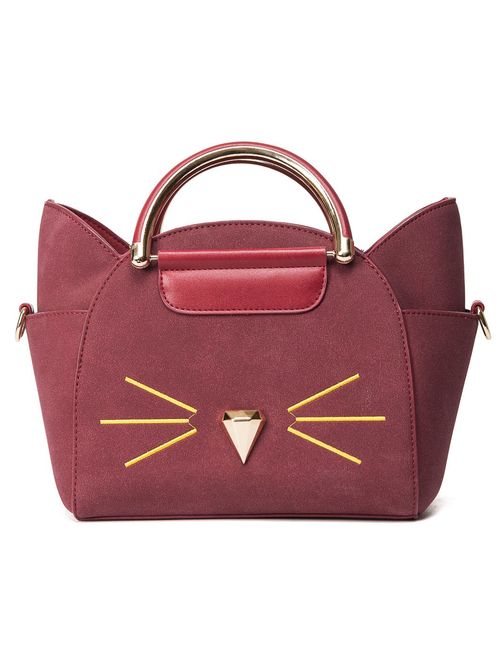 QZUnique Women's Summer Fashion Top Handle Cute Cat Cross Body Shoulder Bag