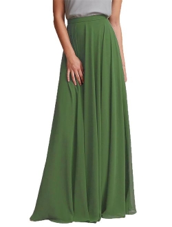 honey qiao Chiffon Maxi Skirt Bridesmaid Dresses Long High Waist Floor Ankle Length Elastic Women Dresses with Belt