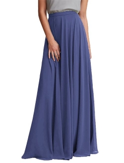 honey qiao Chiffon Maxi Skirt Bridesmaid Dresses Long High Waist Floor Ankle Length Elastic Women Dresses with Belt