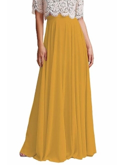 honey qiao Chiffon Maxi Skirt Bridesmaid Dresses Long High Waist Floor Ankle Length Elastic Women Dresses with Belt