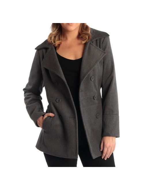 alpine swiss Emma Womens Wool 3/4 Length Double Breasted Peacoat