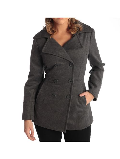 alpine swiss Emma Womens Wool 3/4 Length Double Breasted Peacoat