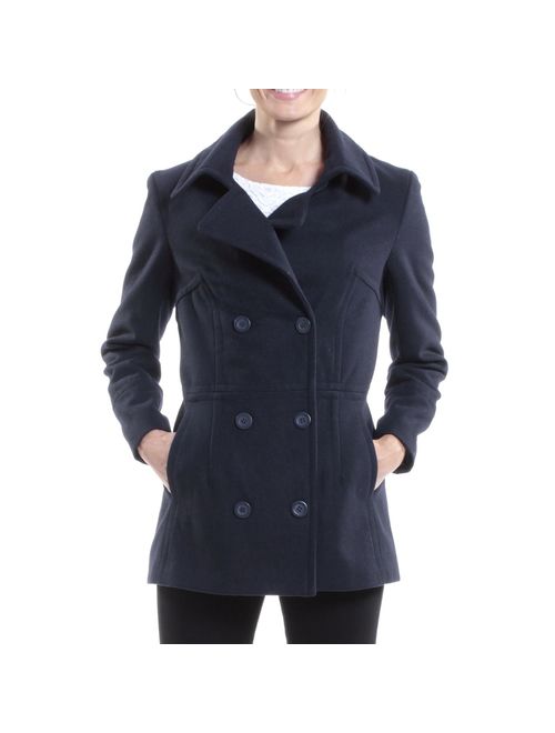 alpine swiss Emma Womens Wool 3/4 Length Double Breasted Peacoat