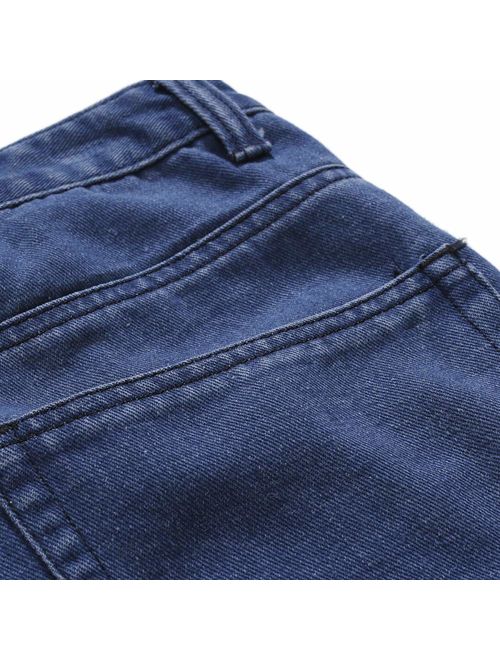 QINGYU Jean Shorts for Men,Summer Fashion Ripped Denim Shorts Blue Distressed Jeans with Hole