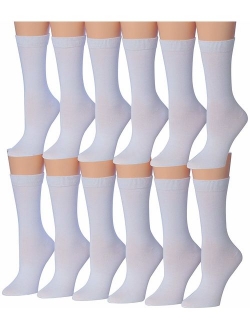 Tipi Toe Women's 12-Pairs Lightweight Solid Colored Crew Socks