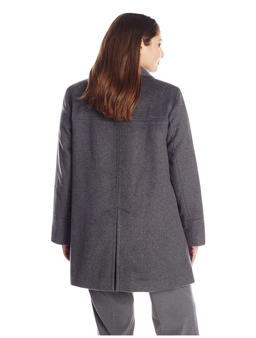 Larry Levine Women's Plus-Size Double-Breasted Wool-Blend Coat