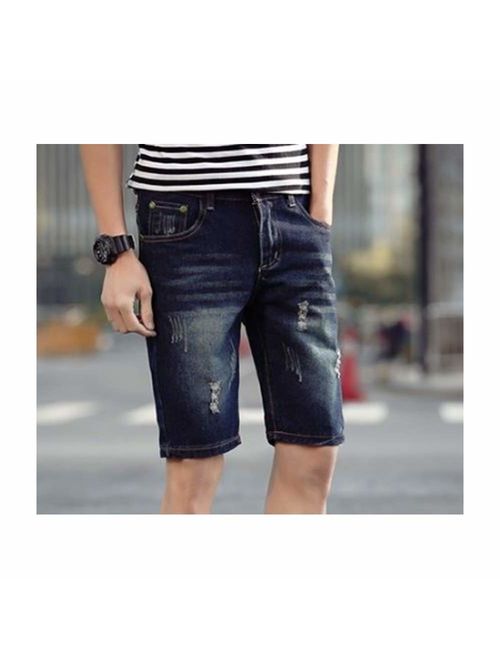 TAKIYA Mens Short Jeans Ripped - Fashion Ditressed Ripped Washed Shorts Pants