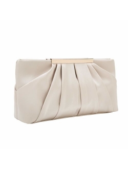 Charming Tailor Clutch Evening Bag Elegant Pleated Satin Formal Handbag Simple Classy Purse for Women