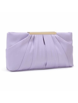 Charming Tailor Clutch Evening Bag Elegant Pleated Satin Formal Handbag Simple Classy Purse for Women