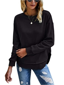 KIRUNDO 2019 Women's Solid Sporty Sweatshirt Crew Neck Long Sleeves Pullover Ribbed Cuffs Hems Sweaters Outwear