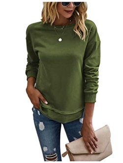 KIRUNDO 2019 Women's Solid Sporty Sweatshirt Crew Neck Long Sleeves Pullover Ribbed Cuffs Hems Sweaters Outwear