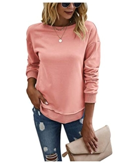 KIRUNDO 2019 Women's Solid Sporty Sweatshirt Crew Neck Long Sleeves Pullover Ribbed Cuffs Hems Sweaters Outwear