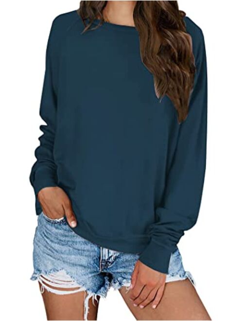 KIRUNDO 2019 Women's Solid Sporty Sweatshirt Crew Neck Long Sleeves Pullover Ribbed Cuffs Hems Sweaters Outwear