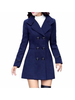 LISTHA Wool Lapel Trench Parka Coat Women Warm Outwear Long Jacket Overcoat