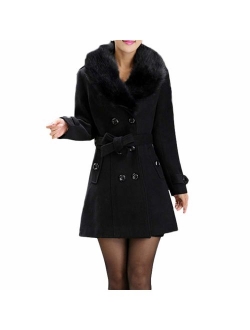 LISTHA Wool Lapel Trench Parka Coat Women Warm Outwear Long Jacket Overcoat