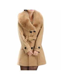 LISTHA Wool Lapel Trench Parka Coat Women Warm Outwear Long Jacket Overcoat