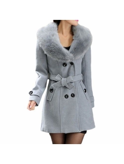 LISTHA Wool Lapel Trench Parka Coat Women Warm Outwear Long Jacket Overcoat