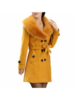 LISTHA Wool Lapel Trench Parka Coat Women Warm Outwear Long Jacket Overcoat