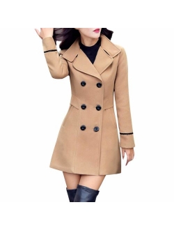 LISTHA Wool Lapel Trench Parka Coat Women Warm Outwear Long Jacket Overcoat