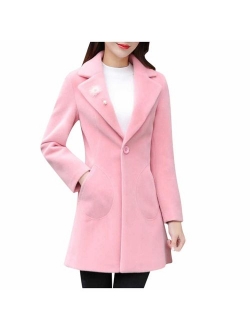 LISTHA Wool Lapel Trench Parka Coat Women Warm Outwear Long Jacket Overcoat