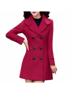 LISTHA Wool Lapel Trench Parka Coat Women Warm Outwear Long Jacket Overcoat