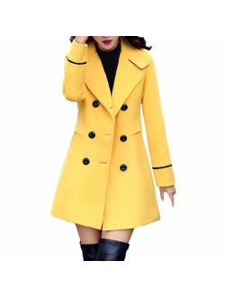 LISTHA Wool Lapel Trench Parka Coat Women Warm Outwear Long Jacket Overcoat