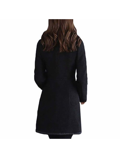 LISTHA Wool Lapel Trench Parka Coat Women Warm Outwear Long Jacket Overcoat