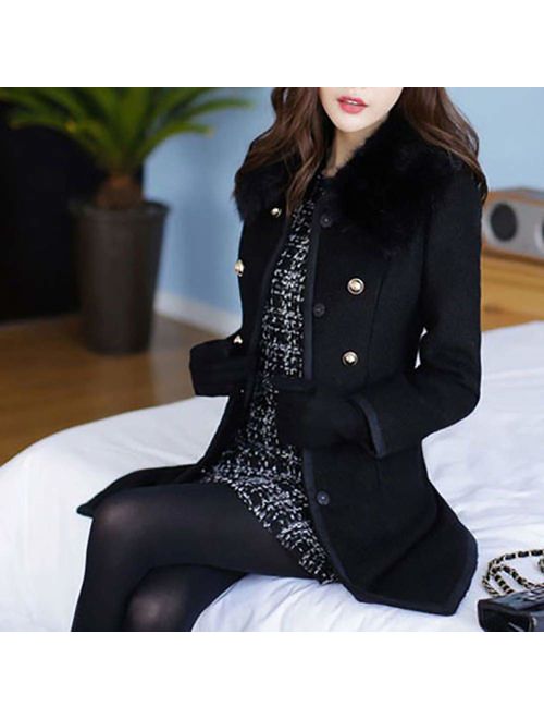 LISTHA Wool Lapel Trench Parka Coat Women Warm Outwear Long Jacket Overcoat