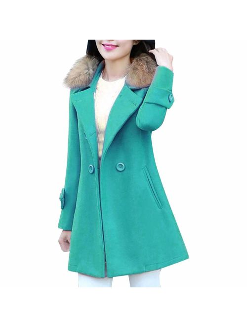 LISTHA Wool Lapel Trench Parka Coat Women Warm Outwear Long Jacket Overcoat