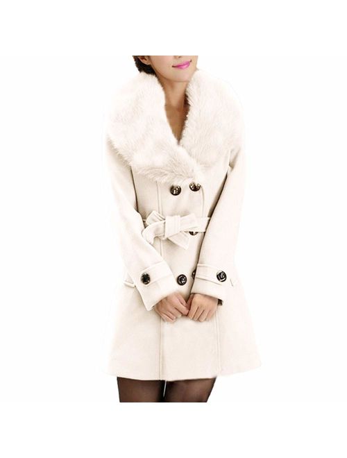 LISTHA Wool Lapel Trench Parka Coat Women Warm Outwear Long Jacket Overcoat